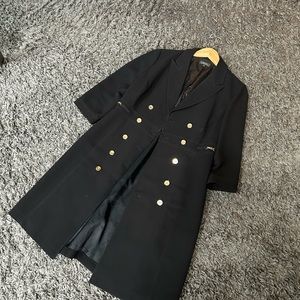 Tahari ASL Black Double Breasted Blazer Dressw/ Gold Buttons & Gold Waist Chains